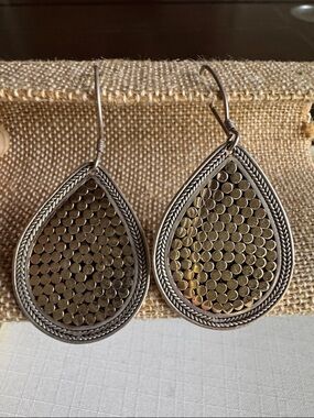 Kathy Kamei  Gold and Silver Teardrop Earrings
